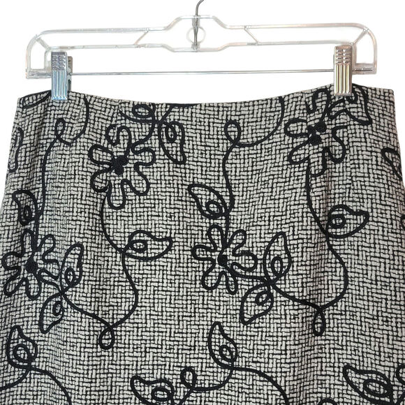 Talbots Tweed Embroidered Pencil Skirt Black White Midi Wool Career Workwear 10 - Picture 3 of 11